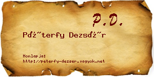 Péterfy Dezsér névjegykártya